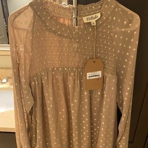 Tan and gold long sleeve dress w tags